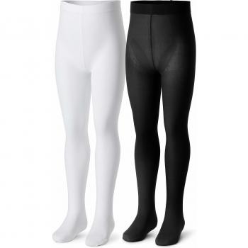 Bellivalini Kinder Strumpfhose Mikrofaser 2 Pack 40 DEN BLVFI1008 (Schwarz/Weiß, 104/110)