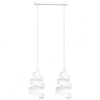 Lampadario Moderno 2 Luci Saga Acciaio Bianco con Fasce a Spirale