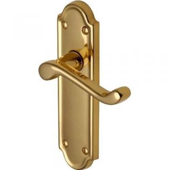 Meridian Polished Brass Bathroom Door Handle Set