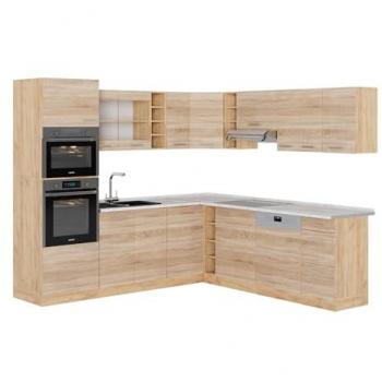 Cuisine R-Line 237 × 247 cm – Sonoma/Chêne Doré, Marbre PT (Vicco)