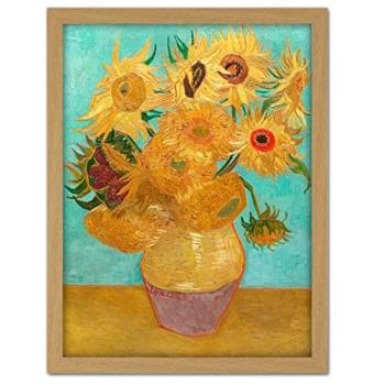 Vincent Van Gogh Sunflower Masterpiece – 18 W × 24 Light Oak Frame