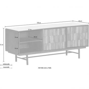 Taranto Lowboard Gutmann Factory – Grau (Anthrazit), 120 cm Breite, Sideboard‑Design