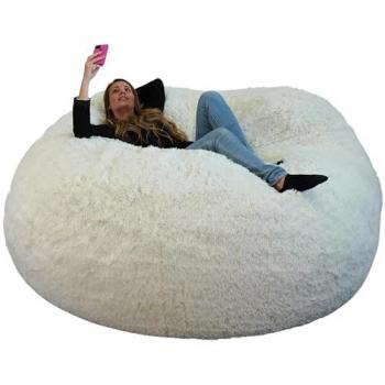 Pouf géant blanc en fausse fourrure 200 cm