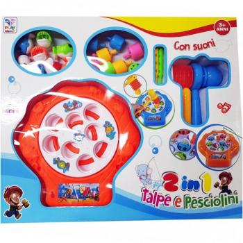 2in1 Gioco Colpisci Talpa e Pesca Pazza con Effetti Sonori