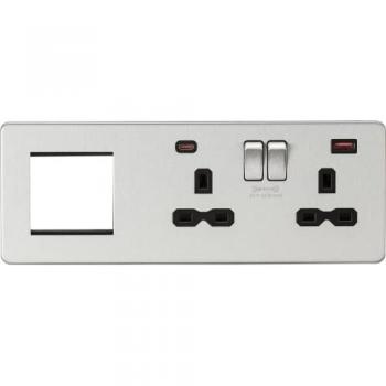 Screwless 13A 2G DP Socket with USB Fastcharge + 2G Modular Combination Plate