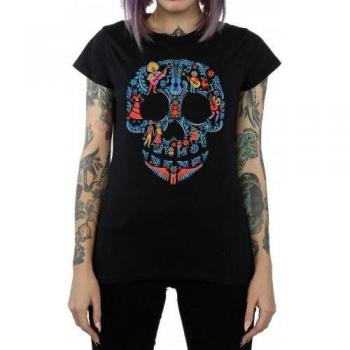 Camiseta casual de mujer con motivo de cráneo