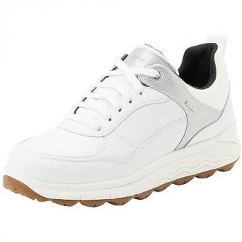 UK Female 7.5 Geox Spherica Trainers – White/Silver