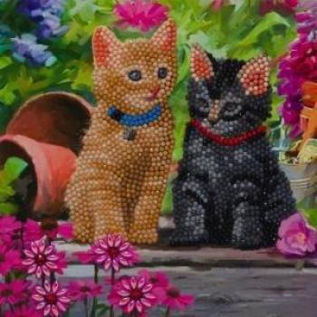 Crystal Art Card Kit Cat Friends 18 x 18 cm