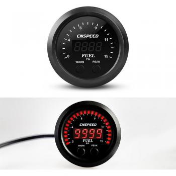52mm Ultra-Thin Electronic Fuel Pressure Gauge, 1/8 NPT Sensor, Digital 0-15 PSI, Red LED