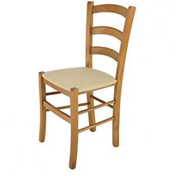 Sedia Venice Tommychairs in faggio naturale con seduta in polipelle nera