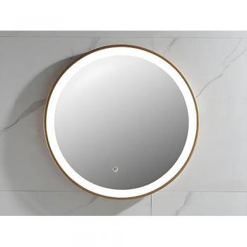 Miroir d’appoint lumineux, forme ronde, finition dorée – NUMEA