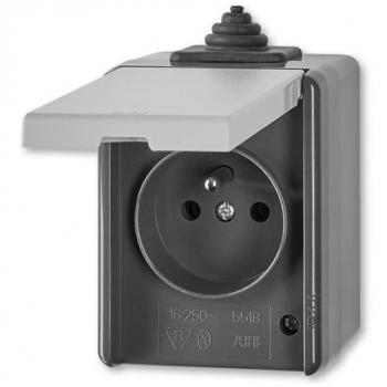 JBP Z 5518-2929 S ZÁSUVKA 1NÁS.VÍČKO, PRAKTIK, IP44, ŠEDÁ