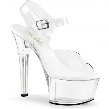 Pleaser ASPIRE-608 Damen Sandale mit transparentem Design EU 39