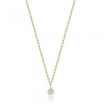 Collana in Acciaio IP Gold con Quadrifoglio e Cristalli