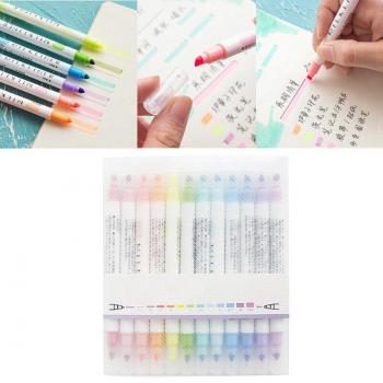 Double-headed Highlighter Pens Cute Korean Type With Candy Color Fluorescent Highlighter Pen Water Color Marker Pen