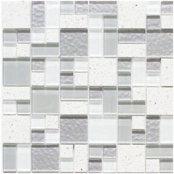 Mosaïque Murale en Verre Blanc et Gris