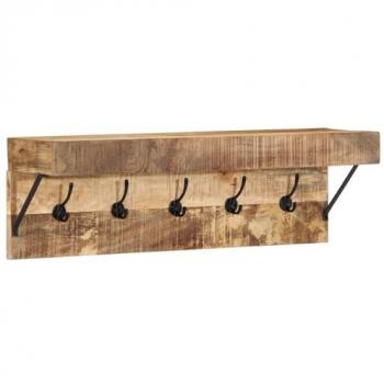 Perchero de Pared con Repisa de Madera Sólida y Acero Vidaxl