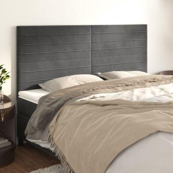 Têtes de Lit Meubles de Chambre à Coucher 4 pcs Velours Gris Foncé 90x5x78/88 cm