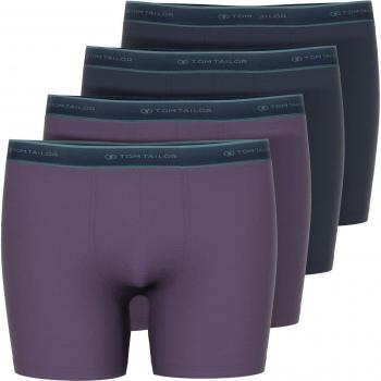 Lange Unterhose TOM TAILOR – 4‑Stück Set, lila, mit farblich kontrastierendem Logobund (Gr. 8)