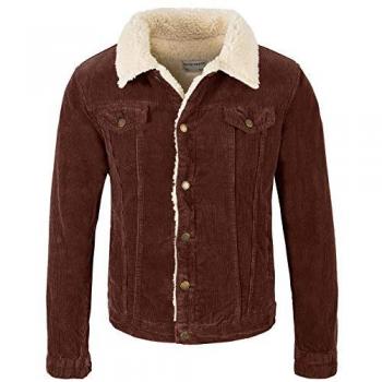 Rock Creek Herren Cordjacke mit Teddyfell-Kragen und Futter Winterjacke H-211