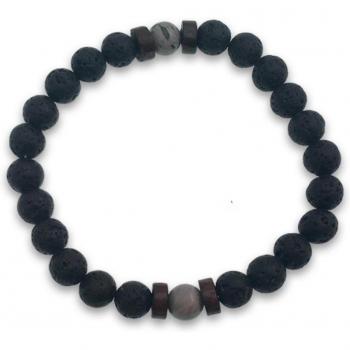 Mineralia Black Lava Agate 8mm Designer Bracelet