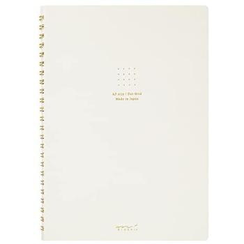 Midori A5 Ring Notebook with Color Dot Square Design – White
