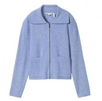 Tom Tailor Regular Fit Strickjacke mit aufgesetzten Taschen und Reißverschluss in Hellblau Melange, Größe XS