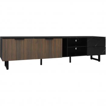 Meuble TV Noir Design Marbre Urban 2 Portes 2 Tiroirs