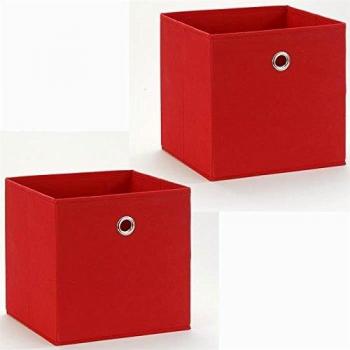 Rangement pliable rouge ELA 2 boîtes à poignée 27x27x27 cm