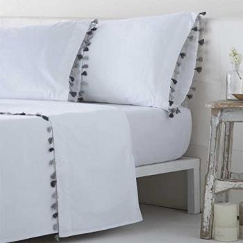 Juego de Sábanas EGA Blanco 100% Algodón Percal 200 Hilos Cama 180 cm
