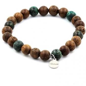 Pietre e Minari: Bracciale Turquoise Africane con Legno 8 mm – Realizzato in Francia