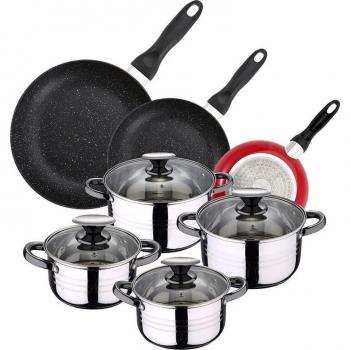 Paquete San Ignacio – 3 sartenes + 8 utensilios de acero inoxidable