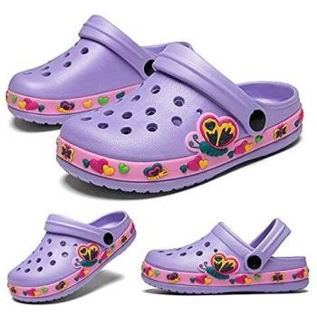 Chaussures de jardin enfant, sandales mules respirantes, modèle dinosaure, couleur violette, taille EU 26, antidérapantes et confortables