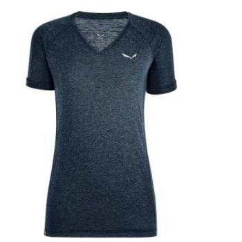 T-shirt donna Salewa Puez Mel Dry V-Neck (Blu Mélange)