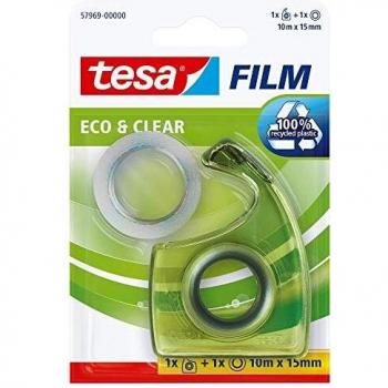 7 x Tesa Klebeband tesafilm Eco & Clear 15mmx10m + Easy Cut Handabroll