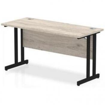 Impulse 1400×600mm Desk – Grey Oak Top, Cantilevered Black Legs (MI003352)