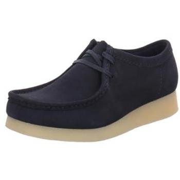 Scarpe uomo Clarks Wallabee Evo Navy con suola in cuoio