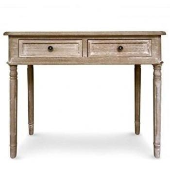 Console Menzzo 2 tiroirs – finition chêne clair patiné Marron, 90×40×79 cm