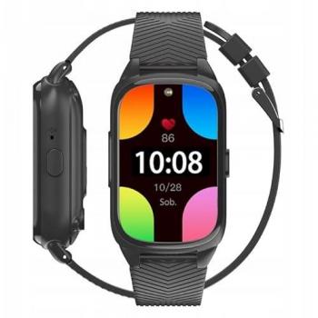 Montre Intelligente Senior – Alerte chute et inactivité, fréquence cardiaque, IP67, BT 5.3, noire