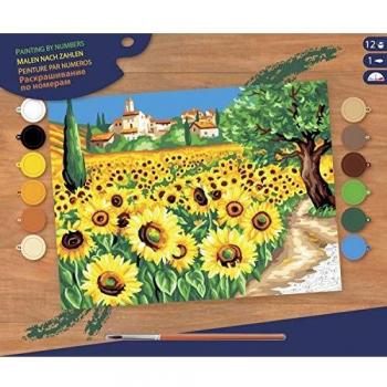 Peinture numérotée Initiés – Tournesols, Acrylique, 12 pots, 39x33 cm