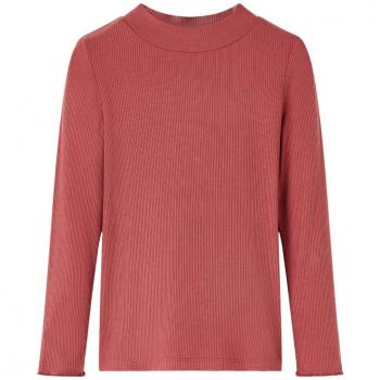Kids' Mock Turtleneck Long Sleeve T-Shirt in Burnt Red, Size 116