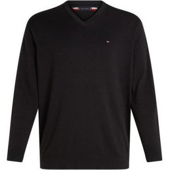 V-Neck Herrenpullover Tommy Hilfiger BT‑WCC Essential B Big & Tall XXXL Schwarz Logistik Stickerei