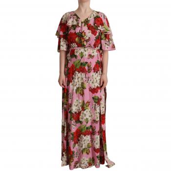 Abito Lungo Elasticizzato Dolce & Gabbana in Seta Rosa