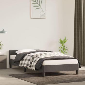 Cadre de lit rembourré gris foncé 90x190 cm avec tête de lit