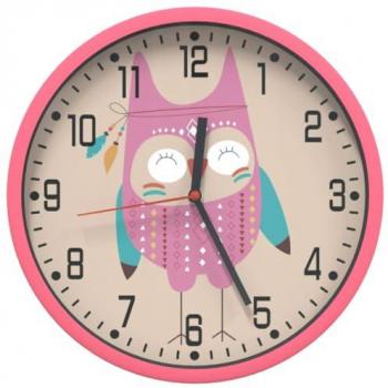 Horloge murale rose Ø25,5 cm, finition polystyrène et verre