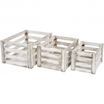 Set di Cestini Decorativi in Legno Invecchiato