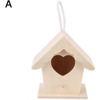 5 Nest Wooden Bird House with Rope for Wall Mounting