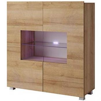 Vetrina Providence B100, con porte, 107x100x35cm, Quercia dorata