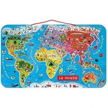 Puzzle en bois monde magnétique