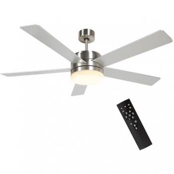HOMCOM 132cm Flush Mount LED Ceiling Fan Light with 5 Reversible Blades